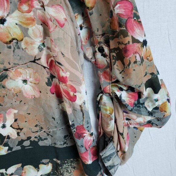 Tolani Collection 'ADELE' Blouse Top Floral Print Roll-Tab Sleeve Modal size XL - Picture 11 of 14